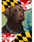 Maryland Flag with Chocolate Lab Banner