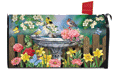 [Birdbath In Bloom Mailbox Cover]